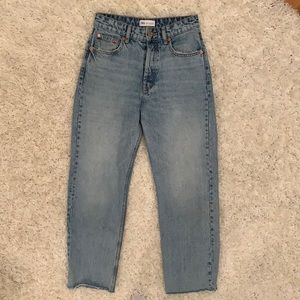 Zara High Rise Ankle Straight Jeans